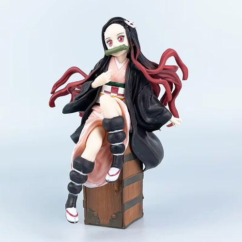 15CM Demon Slayer Kamado Nezuko Sitting Model Toy PVC Figure Toy Gift Collection Box Decoration Desktop Collection Decoration