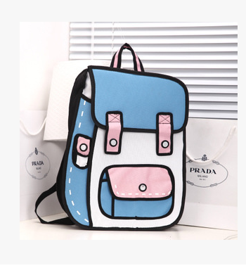 Anime Student Backpack, 3D Cartoon Oxford Bag