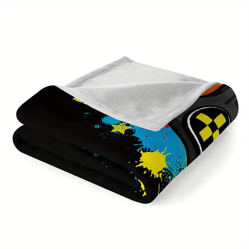 Anime Gamepad Pattern Blanket - Fluffy Microfiber, All Seasons