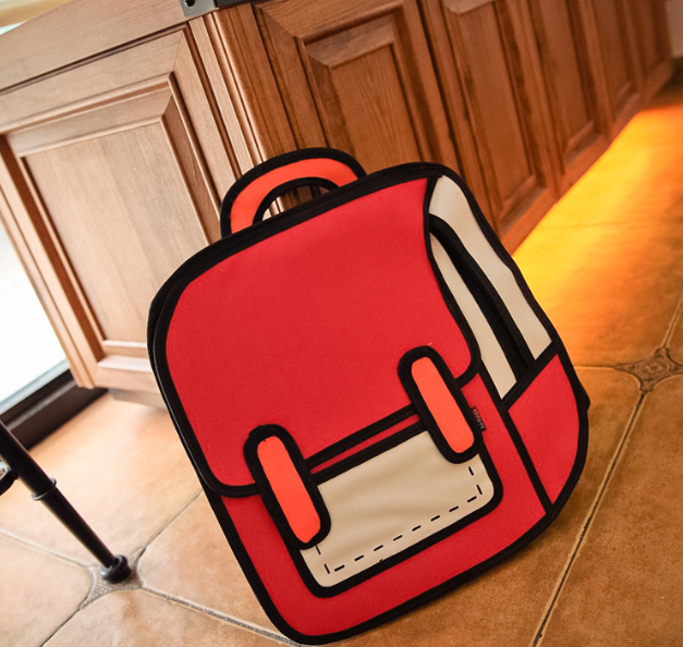 Anime Student Backpack, 3D Cartoon Oxford Bag