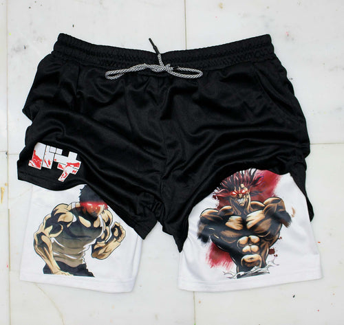 2023 Summer Men's Double Layer Anime Print Shorts