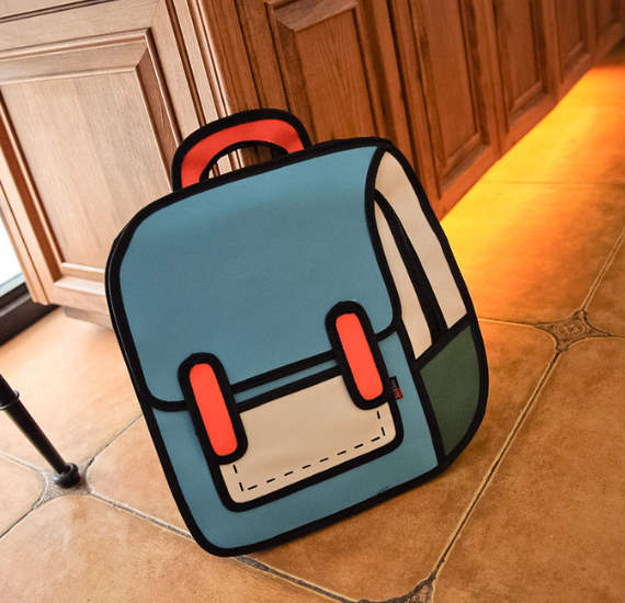 Anime Student Backpack, 3D Cartoon Oxford Bag