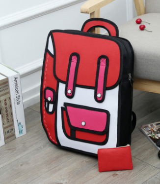 Anime Student Backpack, 3D Cartoon Oxford Bag
